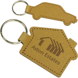 Natural Form Key Rings Promotional Eco Shaped Natural Leather Key Ring