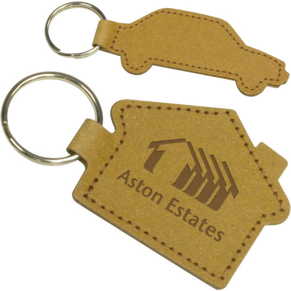 Promotional Eco Shaped Natural Leather Key Ring
